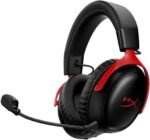 HP HyperX Cloud III S Wireless Gaming Headphones, 53mm Angled Drivers, Memory Foam Padding, Premium Leatherette Surface, Electret Condenser Microphone, Polar Pattern, Black/Red | A59Z0AA