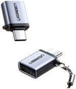 UGREEN Type-C to USB 3.0 A Adapter Cable with Lanyard, 5Gbps OTG High-Speed Data Transfer Aluminum Shell Compact Converter for Laptop and Phone, Space Grey | 50283