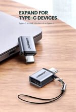 UGREEN Type-C to USB 3.0 A Adapter Cable with Lanyard, 5Gbps OTG High-Speed Data Transfer Aluminum Shell Compact Converter for Laptop and Phone, Space Grey | 50283 - Image 2