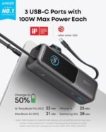 Anker Power Bank, 25,000mAh 165W Ultra-Fast Portable Charger for Dual Laptops, Fast Charging Battery Pack with Built-In & Retractable Cables, Black/Gray | A1695H11 - Image 2
