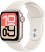 Apple Watch SE 3 Smartwatch, Always-On Retina Display, S10 Chip, watchOS, 50m Water Resistance, GPS, 40mm Starlight Aluminum Case, 150-200mm M/L Size Band, Starlight Sport Band