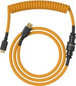 Glorious Premium Coiled Keyboard Cable, USB-C to USB-A, 5-Pin Metal Aviator Connector, Double-Braided Jacket, 15cm Coil with 90° Angle, Glorious Gold | ACC-CBL-COIL-GGLD