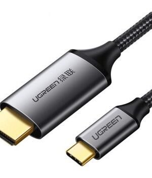 Ugreen USB-C to HDMI Male to Male Cable, Nylon Braided Cable + Aluminium Case, Supports HDCP 1.4/2.2, 4K (3840x2160)@ 60Hz, USB-C & Thunderbolt 3, 1.5 Meter, Gray Black
