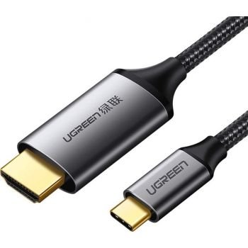cable-1 Ugreen USB-C to HDMI Male to Male Cable, Nylon Braided Cable + Aluminium Case, Supports HDCP 1.4/2.2, 4K (3840x2160)@ 60Hz, USB-C & Thunderbolt 3, 1.5 Meter, Gray Black - Image 1