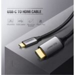 Ugreen USB-C to HDMI Male to Male Cable, Nylon Braided Cable + Aluminium Case, Supports HDCP 1.4/2.2, 4K (3840x2160)@ 60Hz, USB-C & Thunderbolt 3, 1.5 Meter, Gray Black - Image 2